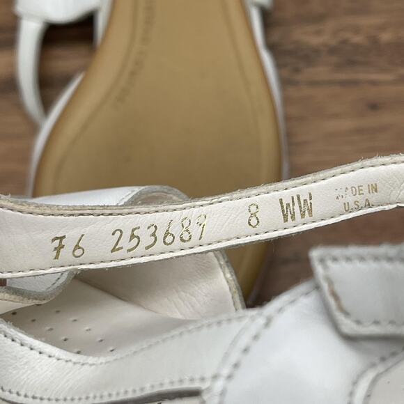 SAS Tripad Comfort Shoes Womens Size 8 WW White Leather Wedge Slingback Sandals - Picture 8 of 8